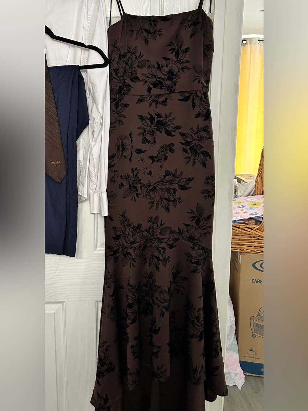 Windsor Phoebe Formal Prom Elegant Velvet Flocked Mermaid Dress